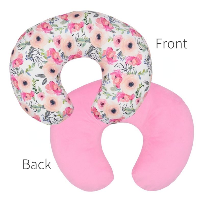 Stretch Soft Pink Floral Print Nursing Pillow Case Breastfeeding Pillow Slipcover Newborn Support Pillow Cover for Baby Girls