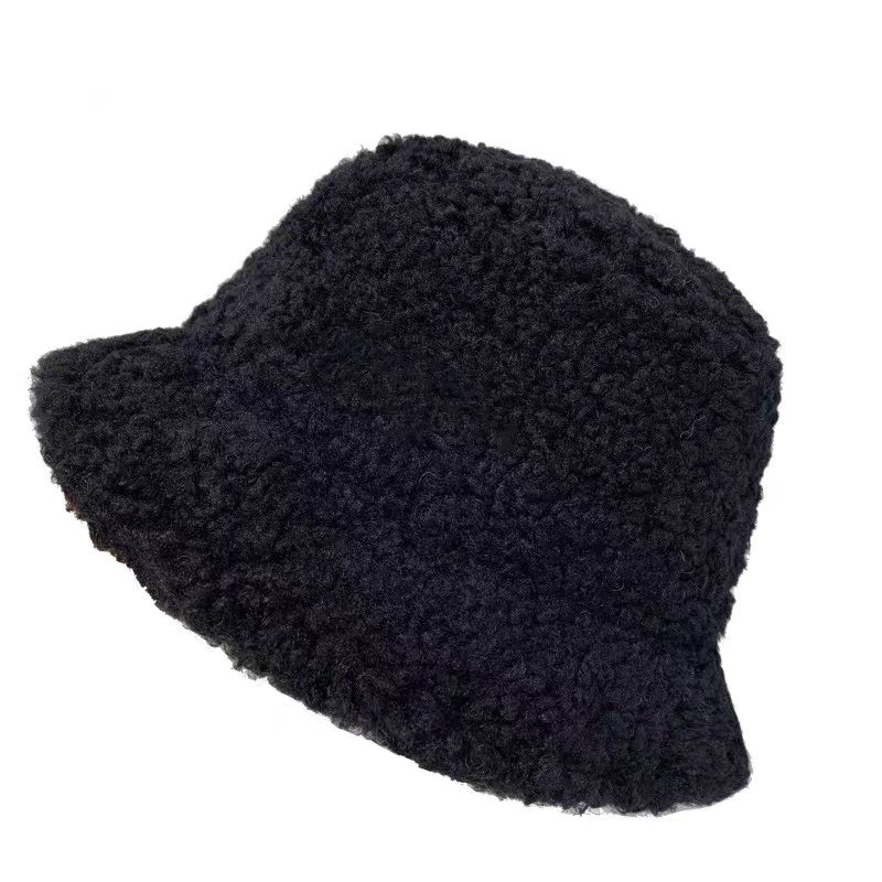 Student Fisherman Hat Lamb Plush Pot Hat Autumn and Warm and Windproof Hat