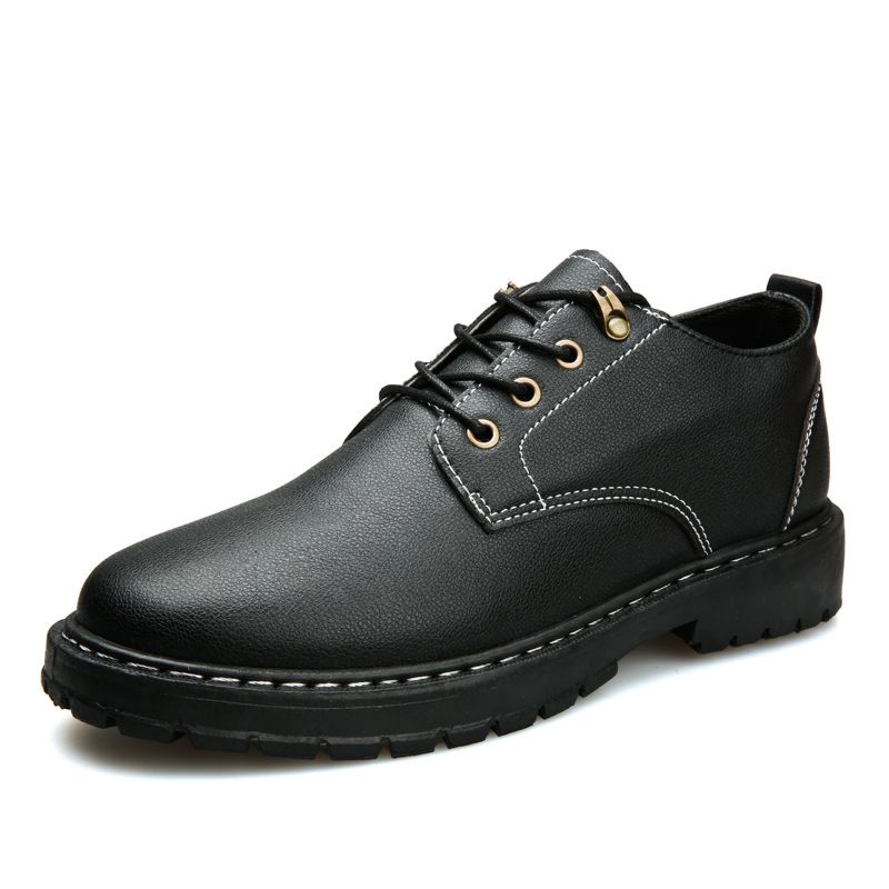 Style Casual Black Men's Shoes Korean Style Leather Waterproof Kitchen Work Shoes
