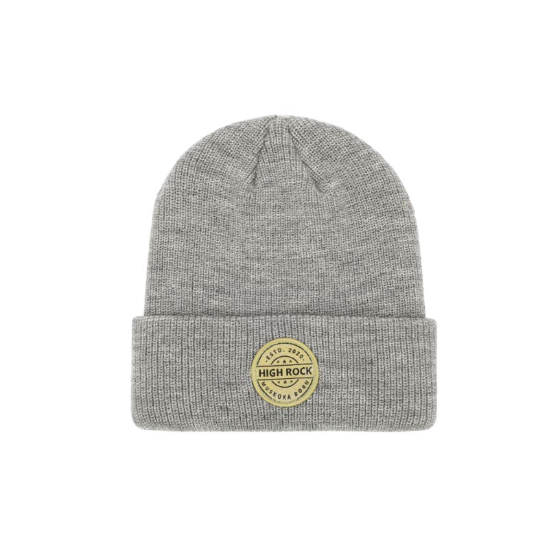 Style Direct Adults Warm Soft Acrylic Gray Woven Patch Plain Skiing Beanie Cap Knitted Hat