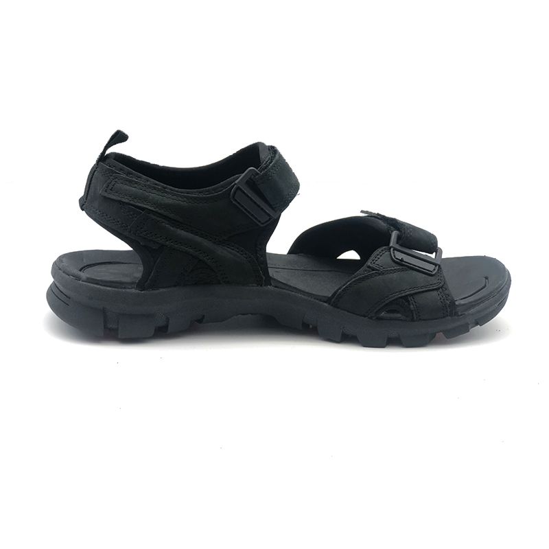 Style Durable Men Sandals Leather Open Toe Black Sandals