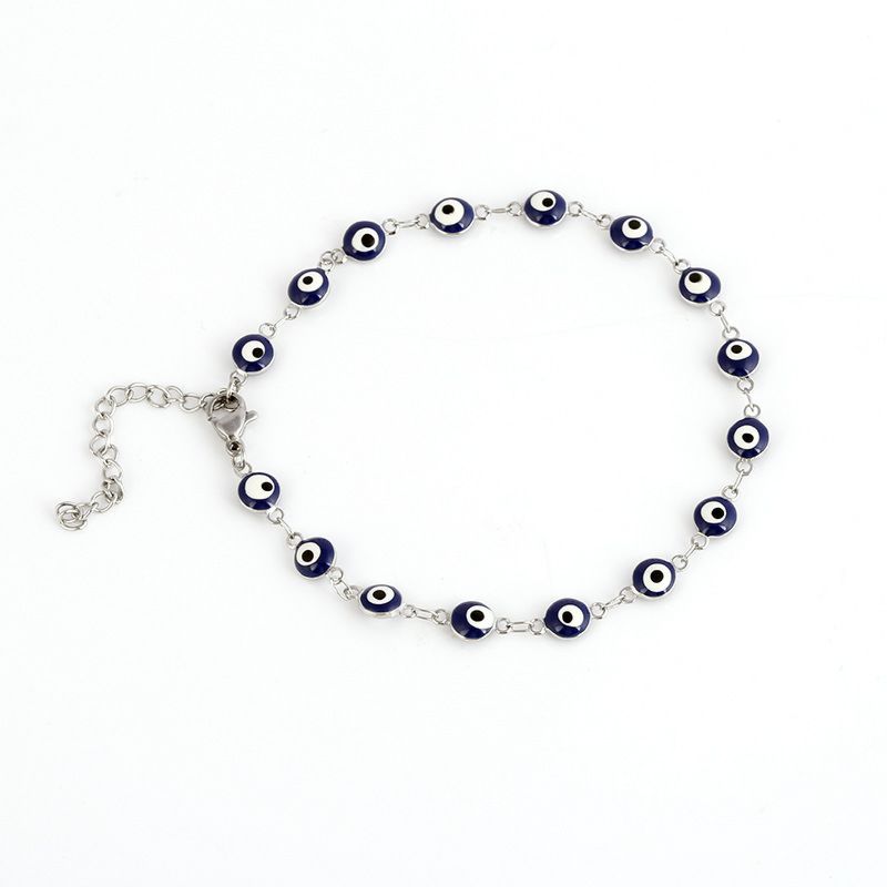 Stylish Multi Color Gold Plated Enamel Evil Eyes Bracelet Necklace Oil Dripping Beads Eyes Anklet Bracelet
