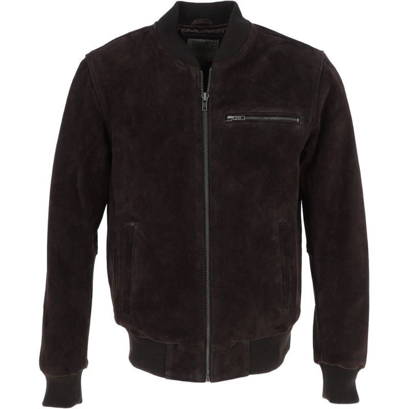 Suede Bomber Jacket Brown for Men