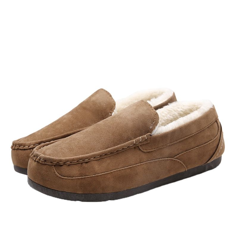 Suede Comfortable Casual Plush Clog Trp Faux Fur Anti-Skid Sole Warm Loafers Shoes Home Moccasins Slippers for Men Women