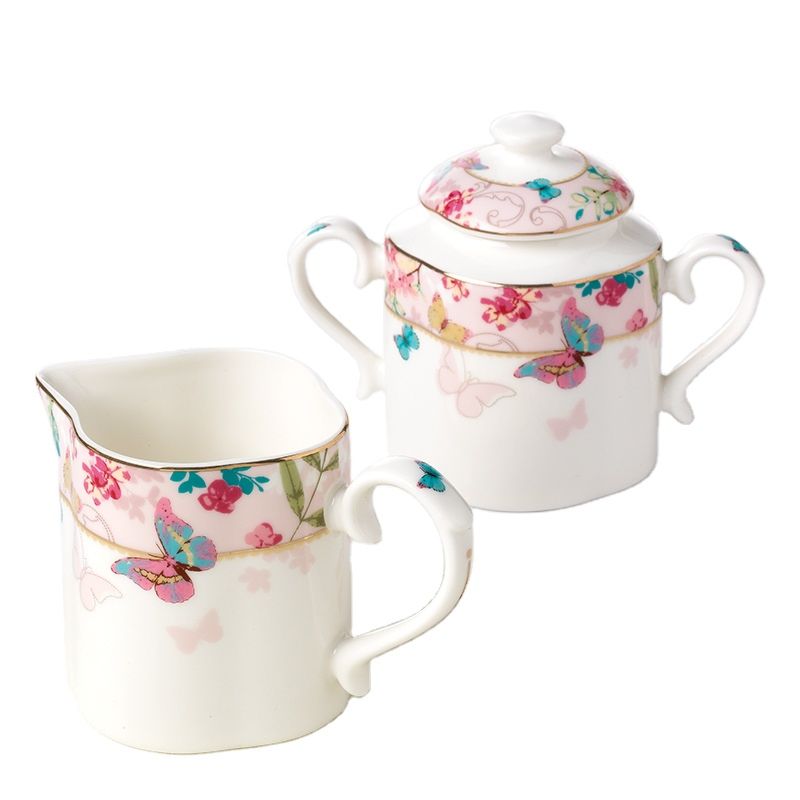 Sugar Jar with Lid Bone Tea Set Creamer Pot Sugar Bowl Porcelain Sugar and Milk Pot for Dinnerware