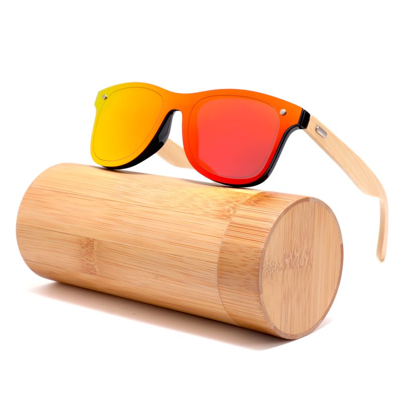 Sun Glasses Bambu Plastic Frame Bamboo Temple Sunglasses