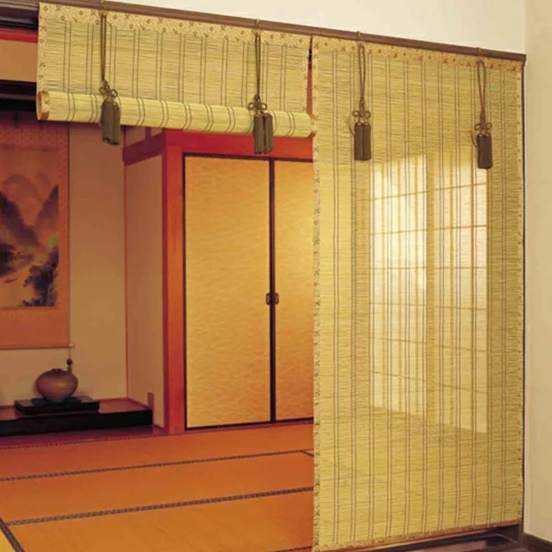 Sunc Wide Blade Bead Rope Bamboo Roller Blinds Curtains for Windows