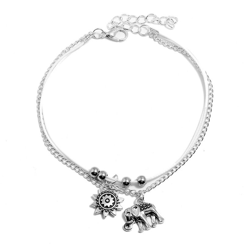 Sunflower Unique Unisex Sliver Plated Minimalist Chain Pandent Elephant Anklet