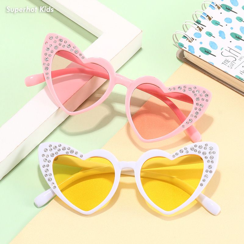 Superhot Kids Eyewear 10567 Uv400 Girls Bling Crystal Sunies Small Cat Eye Lovely Heart Sunglasses