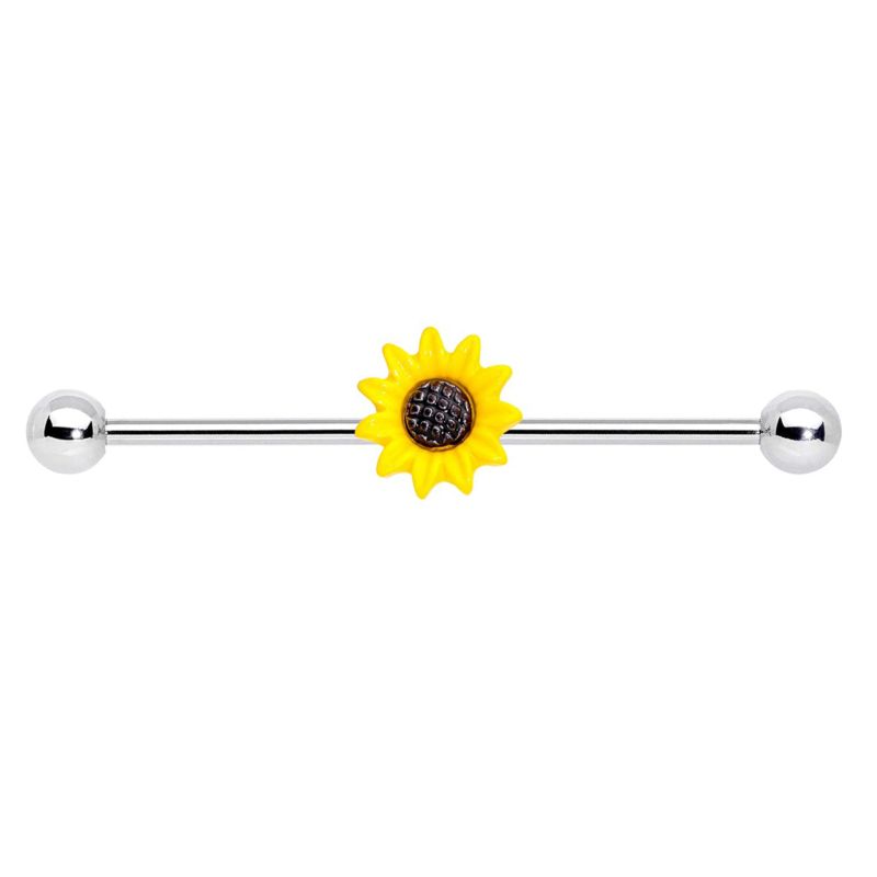 Surgical Steel Earring Cartilage Sunflower Industrial Barbell Body Jewelry