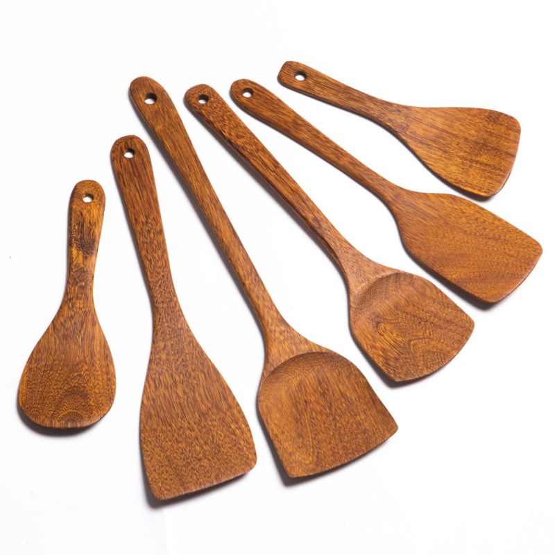 Taotaoju Chicken Wing Wood Spoon Non-Stick Spatula with Wooden Kitchenware Supplies Handle the Cook Cooking Shovel