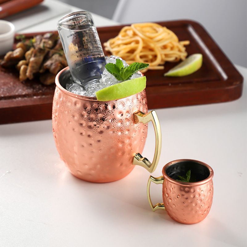 Taza De Cobre Martillado De Latón, Oro Rosa, Acero Inoxidable 304, Cerveza Moscow Mule, Superventas