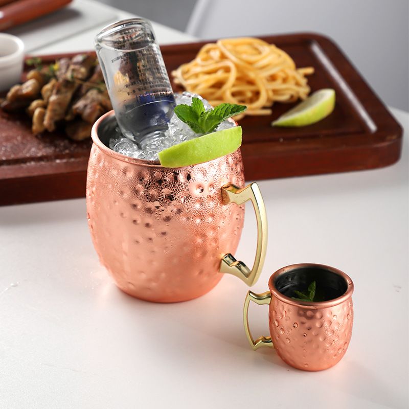 Taza De Cobre Martillado De Latón, Oro Rosa, Acero Inoxidable 304, Cerveza Moscow Mule, Superventas