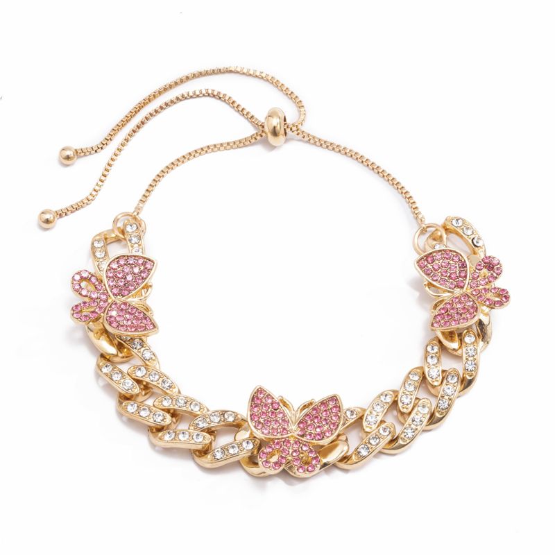 Temperament Simple Diamond-Studded Butterfly Foot Ornaments Female Hip-Hop Ins Style Full of Diamonds Cuban Chain Anklet