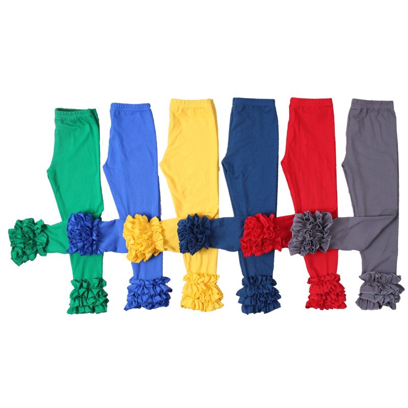 Toddler Boutique Baby Clothes Legging Solid Color Cotton Ruffle Baby Girls Pants Kids Icing Leggings