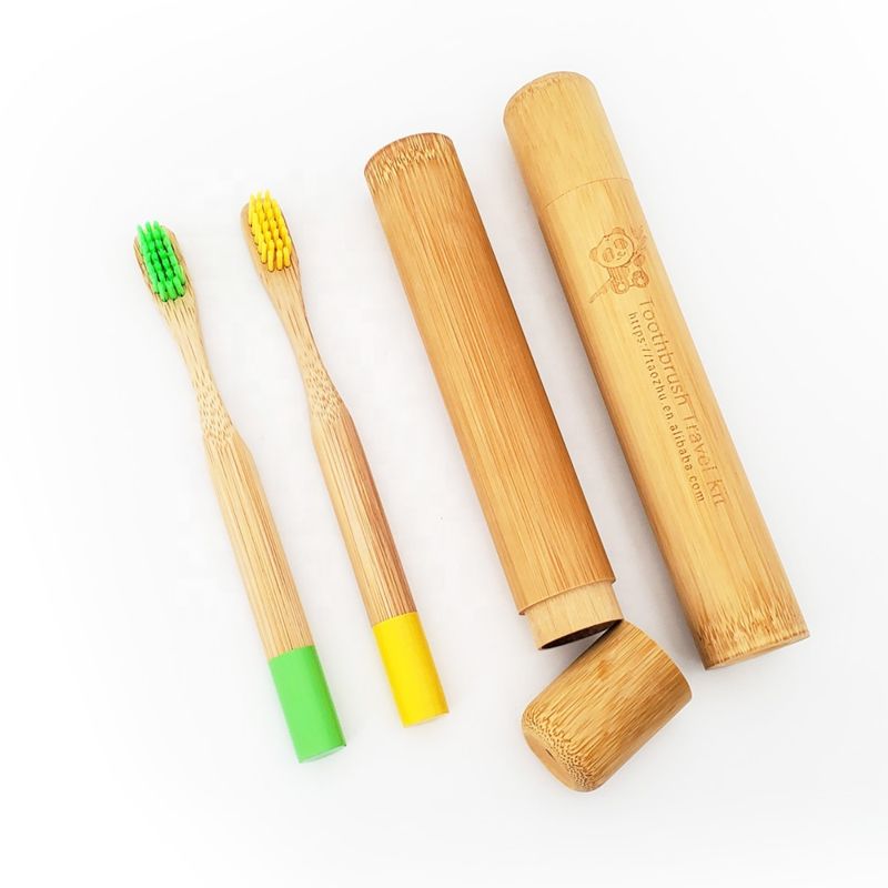 Toothbrush + Case Kids Bamboo Toothbrush Travel Kit with Customized Logo