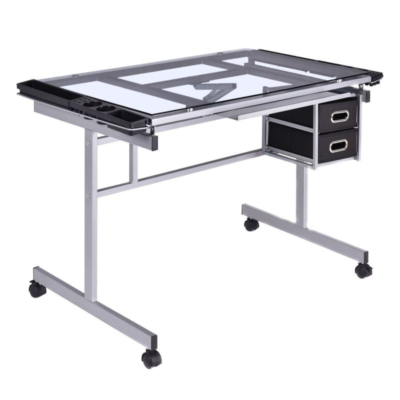 Top Adjustable Drafting Table Craft Table Drawing Desk with Drawers