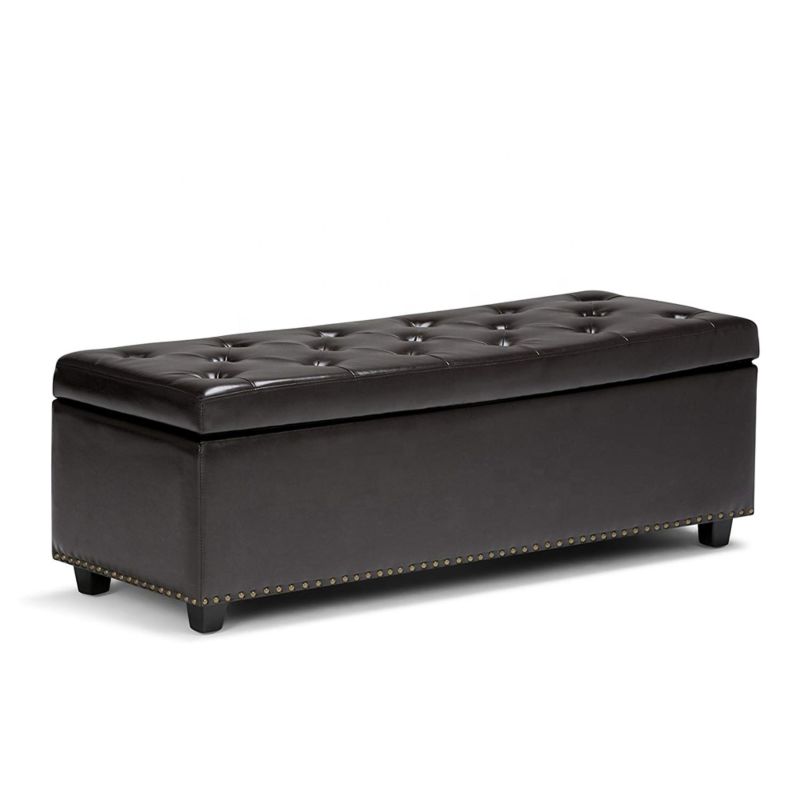 Touch Rich Modern Furniture Stool Bench Long Box Pu Cube Seat Poof Bed Wooden Storage Bench Ottoman