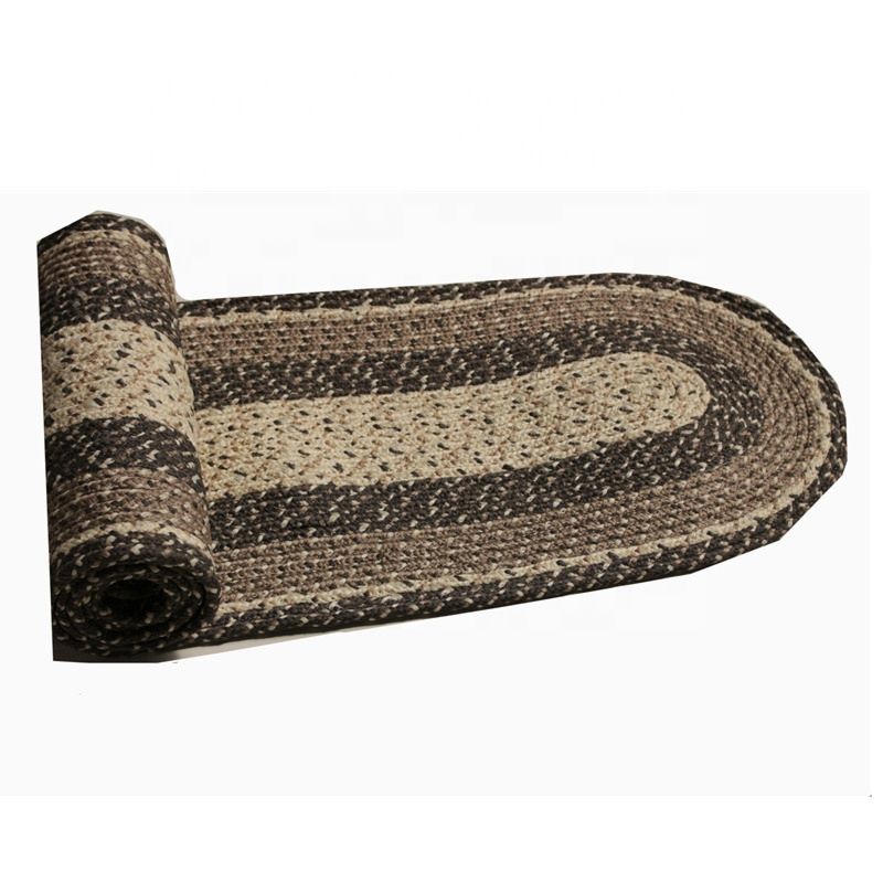 Traditional Hand Made Braided Carpet Rugs in Shandong Sell Natural Oval Shape Coloful Braided Rug