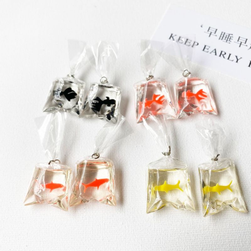 Transparent Resin Goldfish Charms Small Fish in Water Bag Jewelry Pendant Fish Bag Earrings Pendant Handmade Diy