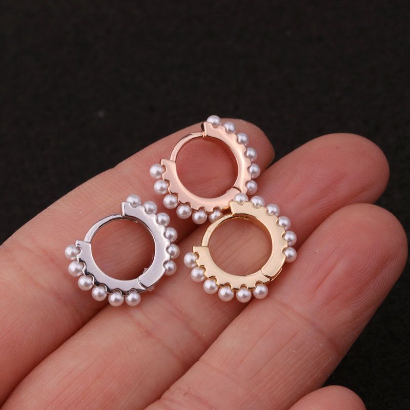 Trending Small Huggie Hoop Jewelry Earring Gold 18K Real Plated Women Pearl Earrings