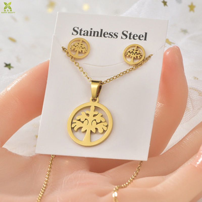 Trending Stainless Steel Irregular Design Geometric Animals Necklace Set Two-Piece Earring Necklaces Sets