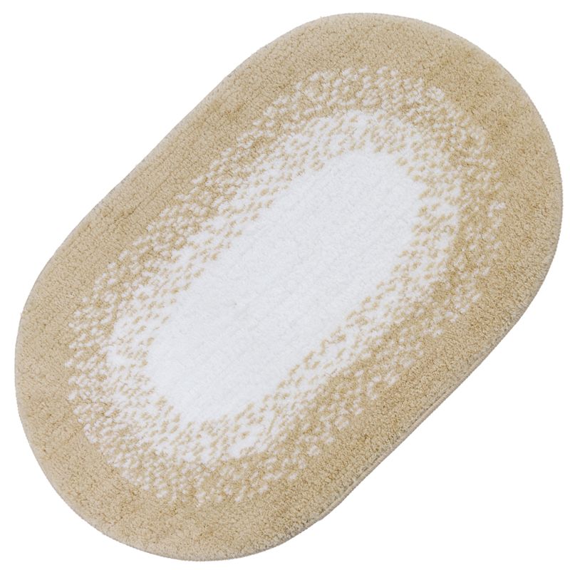 Tufted Living Room Mat Non-Skid Absorbent Bathroom Floor Mat Gradient Microfiber Oval Bath Mat