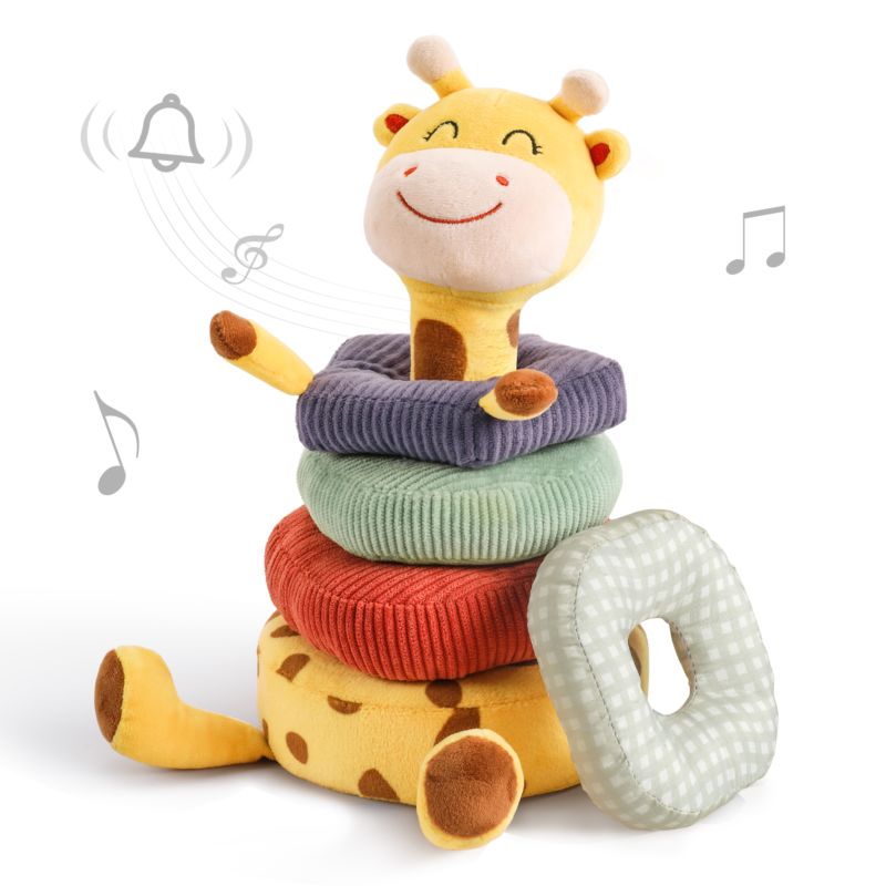 Tumama Baby Hand Training Stacking Toy Plush Stuffed Giraffe Stacking Tower Baby Soft Toys for Kids Education