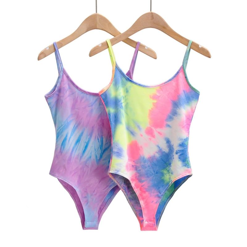 U-Neck High Elastic Tie Dye Jumpsuit Bodysuits Women