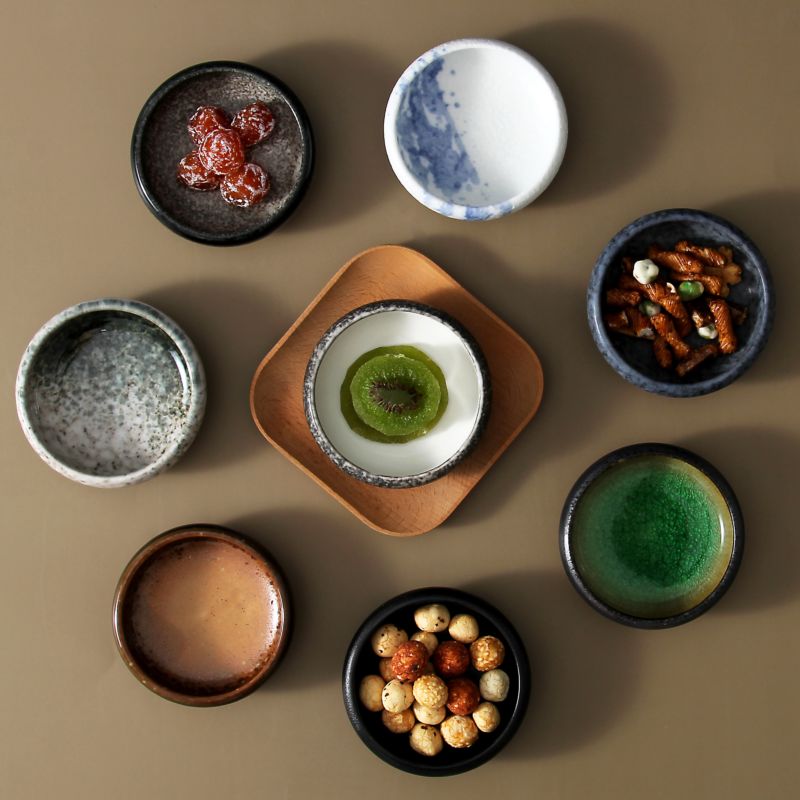 Uaral Japanese Tableware Restaurant Ceramic Crockery Stoneware Dipping Soy Sauce Dish Bowl Ceramic Serving Dishes