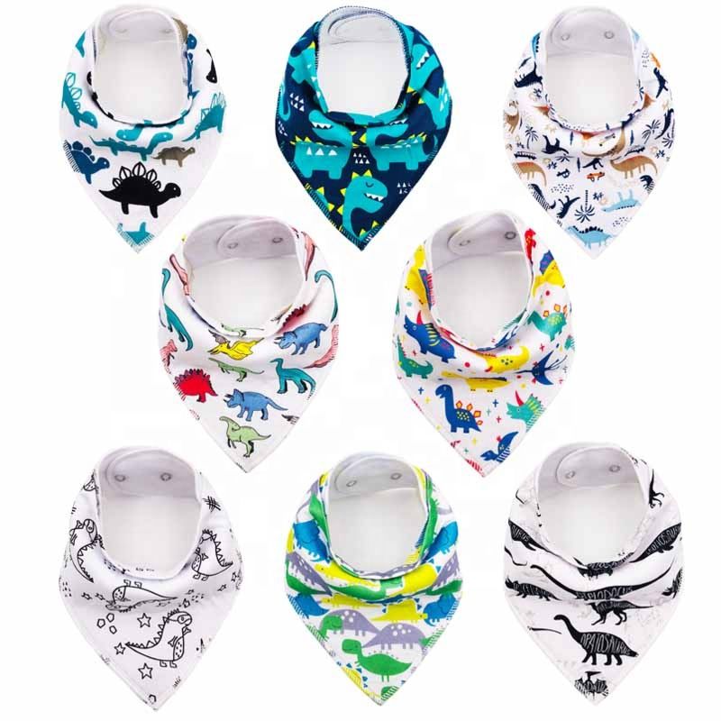 Ultra Soft 100% Organic Cotton Dinosaur Bandana Baby Drool Bib Cotton Baby Bibs