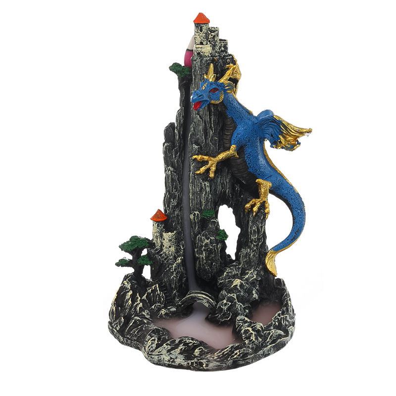 Unique Resin Back Flow Dragon Incense Burner Waterfall Handmade