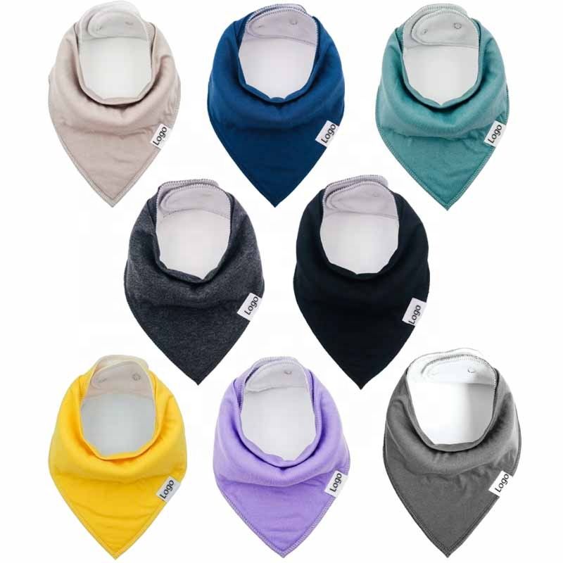 Unisex 8-Pack Gift Set 100% Organic Cotton Plain Color Triangle Absorbent Baby Bandana Drool Teething Bibs