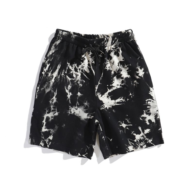 Unisex Cotton Fleece French Terry Men Shorts Men Sweat Tie Dye Shorts