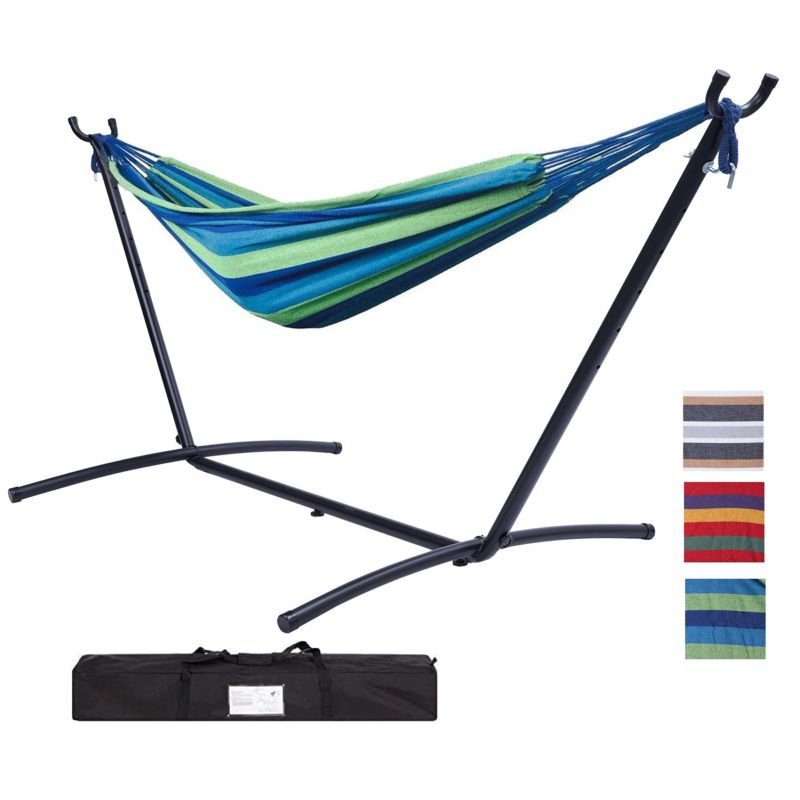 Us Stock Folding Camping with Stand and Storage Carry Bag Hammock Swing Bed Outdoor Portable Double Hammock Bed Chair