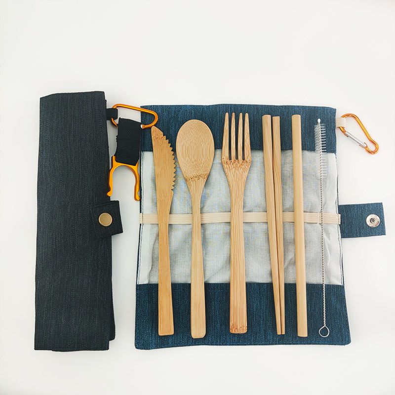 Vbatty Disposable Tableware Set Reusable Cutlery Biodegradable Flatware Eco-Friendly Bamboo Dinnerware for Travel Use