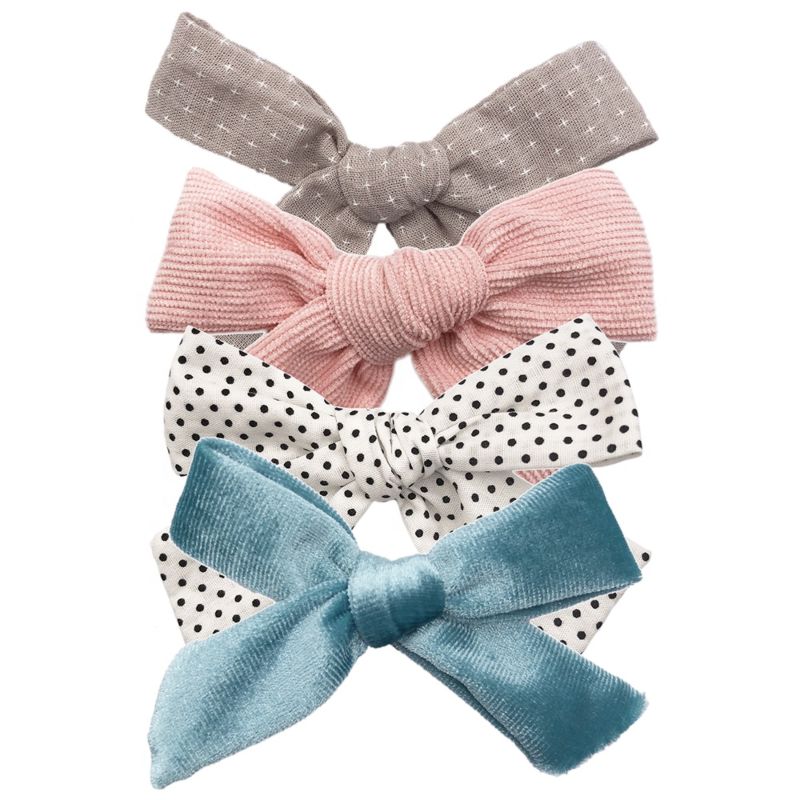 Velvet Hair Bow Clips Girl Bow Clip Set of 4