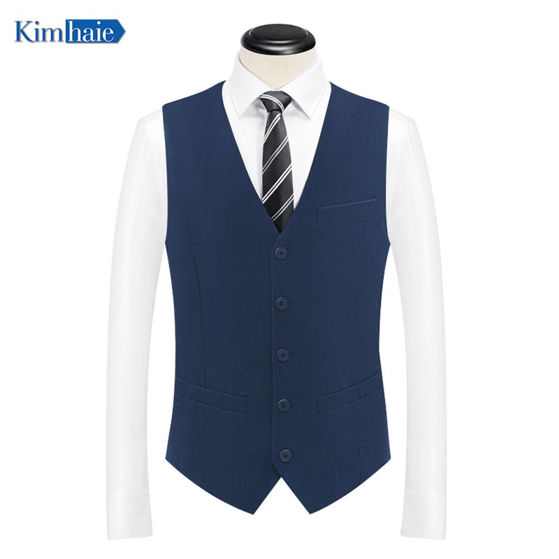 Vest Italian Style Men's Navy Ready for Ship Retail Classic Breathable Regular Single Breasted Business