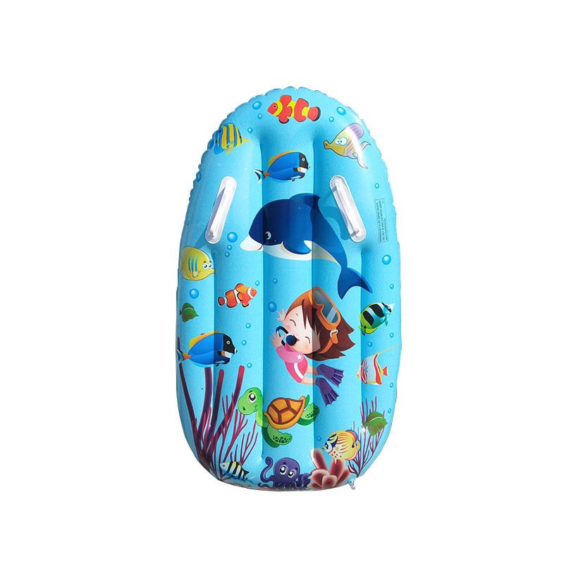 Vibrant Pink / Blue Cartoon Pattern Inflatable Boogie Boards for Kids Swimming Pool Floating Toys 94*59 Cm