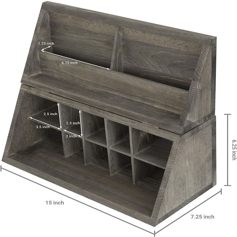 Vintage Grey Solid Wood Desktop Organizer Natural Wood Processing Strong and Durable If You Want to Buy It It's Wor