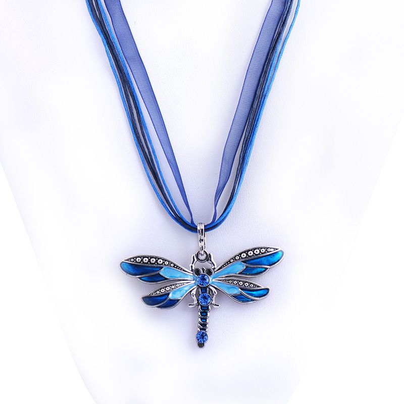 Vintage Style Women Jewelry Colorful Enamel Dragonfly Ornament Pendant Necklace Hair Accessories