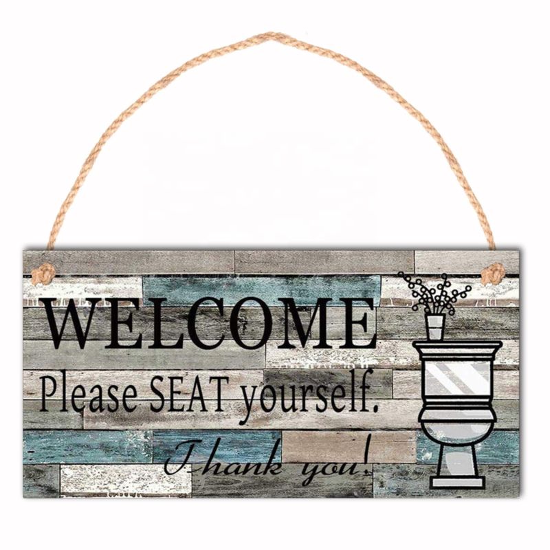 Vintage Wood Can Open Closed Welcome Please Seat Soli Printed License Plate Sign up Wall Hanging Sign Welcome Wall Decoration
