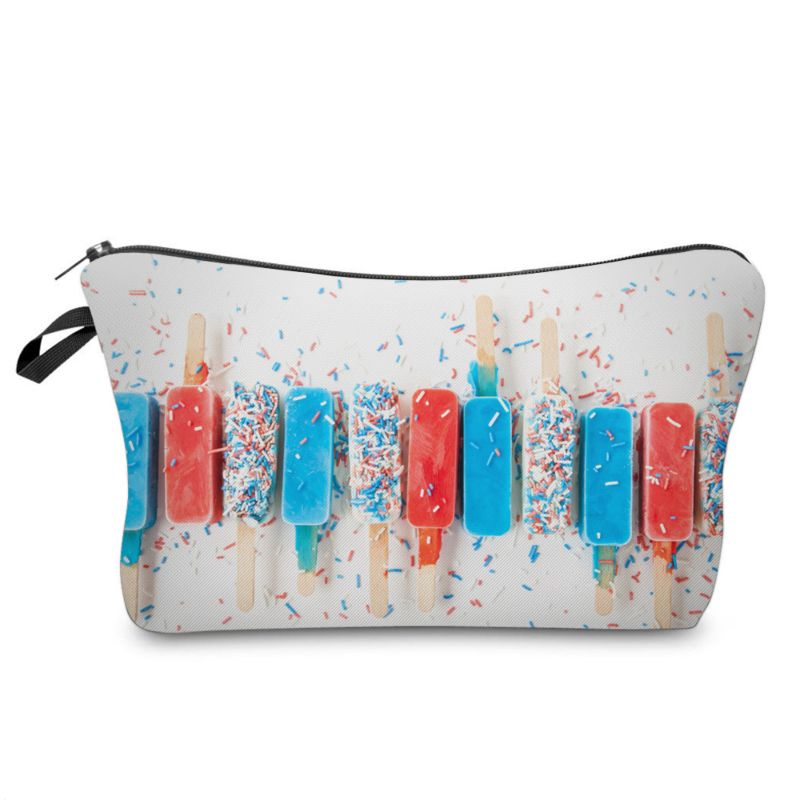 Vivid Clearly Printing Cosmetic Bag Polyester Stylish Waterproof Large Capacity Purse Pouch with Zipper