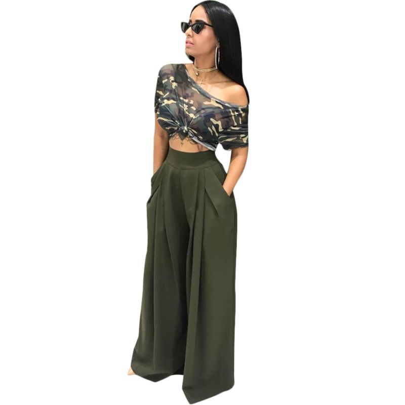 W-S300A Women Wide Leg Pants Autumn High Waist Pleated Trousers Casual Loose Pockets Elegant Palazzo Oversized Pantalon