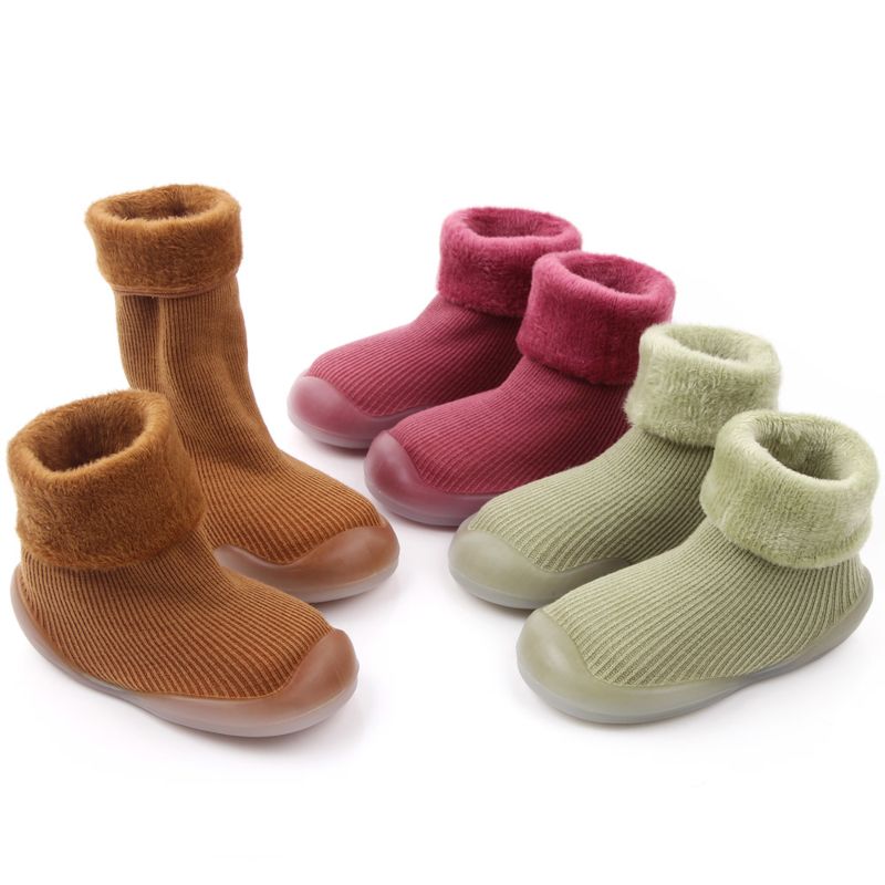 Warm Add Plush Beauty Girls Shoes Baby Sock Shoes Kids