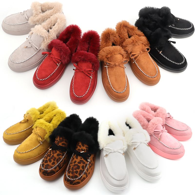 Warm Designer Ladies Outdoor Fluffy Women Shoes Faux Fur Moccasins for Ladies