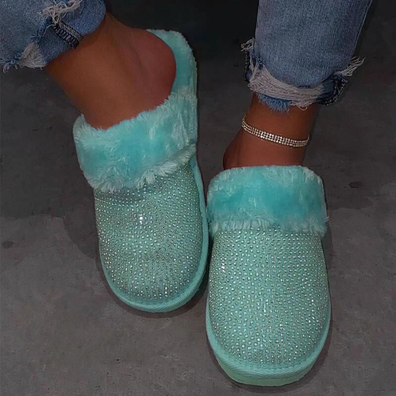 Warm Indoor Shoes Women Home Slippers Thick Fur Plush Slippers Faux Suede Bedroom House Slippers Unisex Cotton Shoes