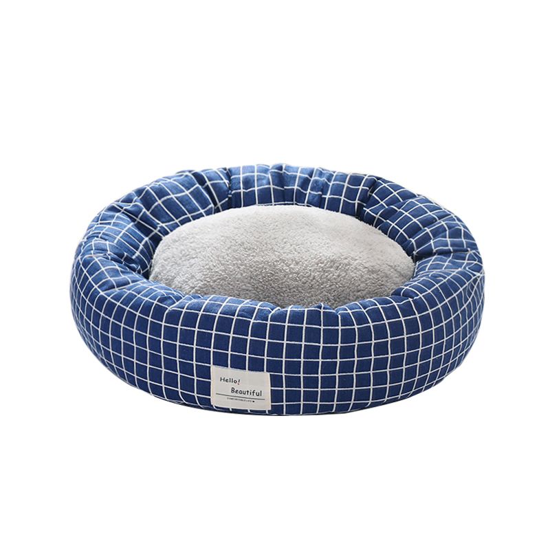 Warm Memory Foam Heating Pet Cat Plush round Dog Cushion Bed with Pillow