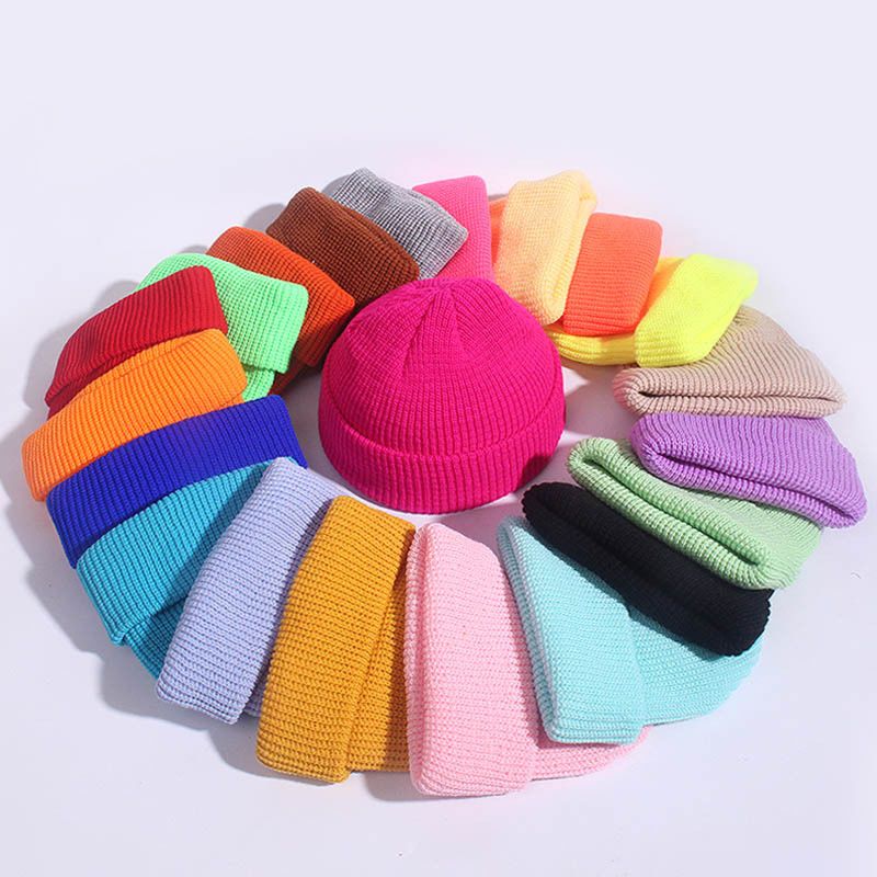 Warm Multi Color Eco Friendly Knitted Beanie With