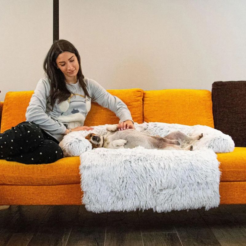 Washable Rug Warm Cat Bed Mat for Couches Car Floor Protector Removable Faux Fur Pet Dog Mat Sofa Dog Bed Soft Pad Blanket